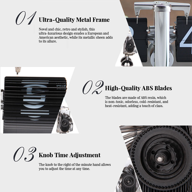 Retro flip digital clock, battery - powered mechanical clock for home &amp; office decor