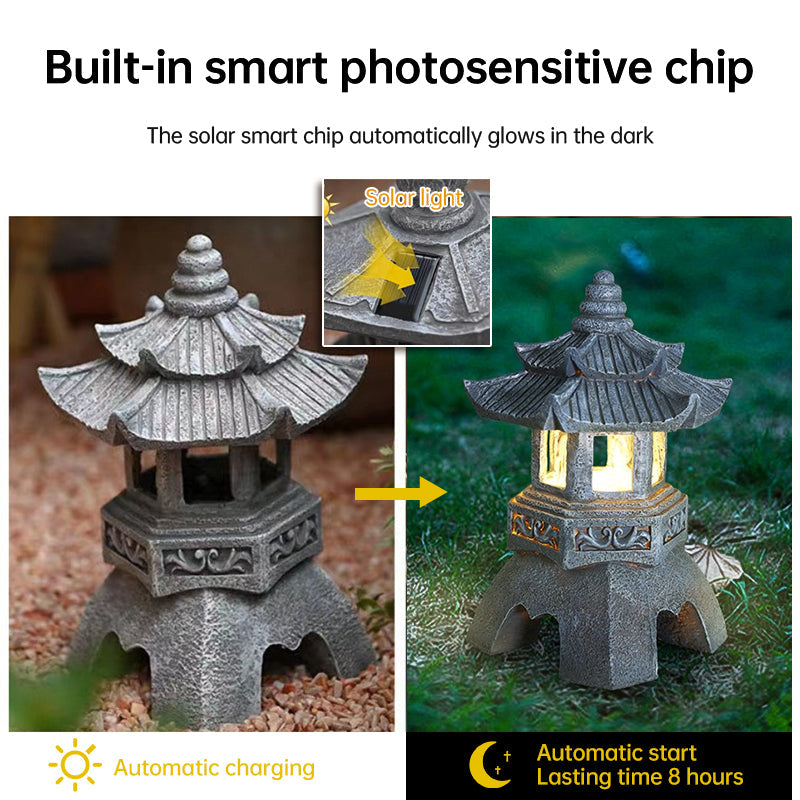 Solar-Powered Zen Garden Decor: Pagoda Lanterns &amp; Statues