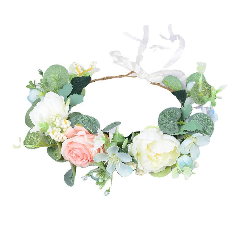 Forest style headband simulation, starry sky, eucalyptus flower wreath, bride&