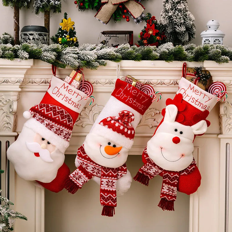 Christmas Decorative Socks 3D Elderly Elk Knitted Socks Children&