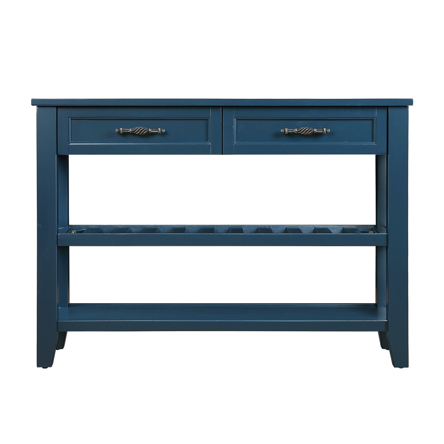 Console Sofa Table with 2 Storage Drawers and 2 Tiers Shelves Mid-Century Style 42&
