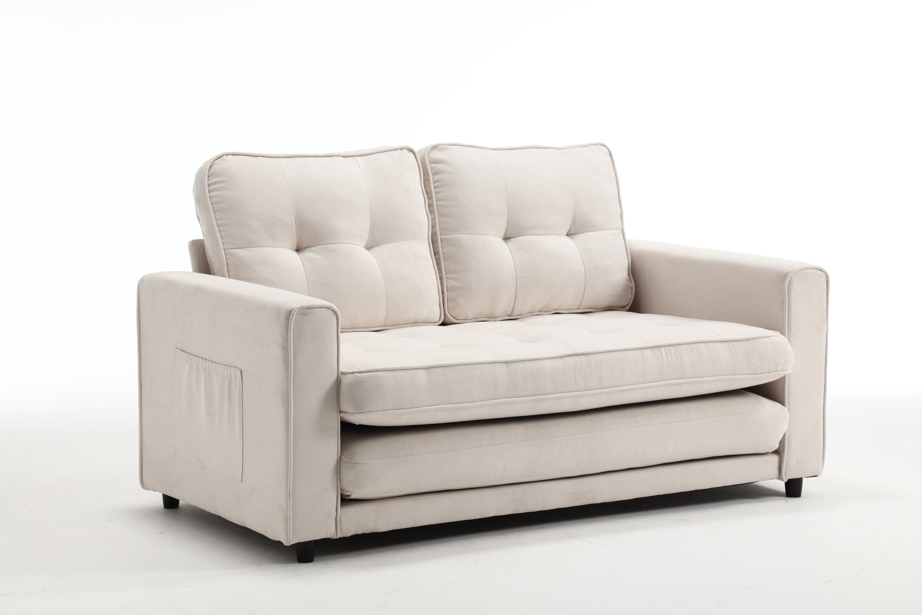 3 Fold Sofa Convertible Futon Couch sleeper sofabed Space saving loveseat Dark Gray &amp; Light Gray &amp; Beige