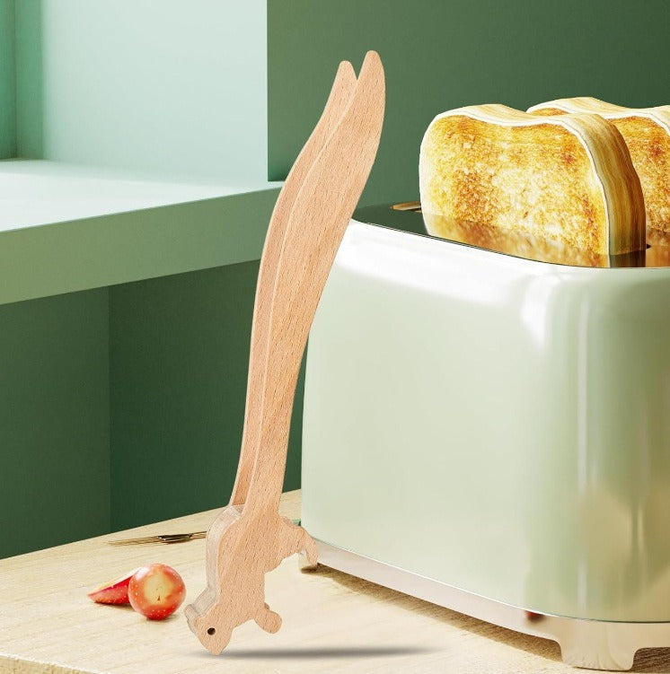 Kitchen and Home Good Items Squirrel Toast with Pine Wood Squirrel Baked Bread Pliers