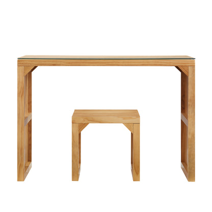 Pine Dining Bench and Table, Indoor Wood Bench for Entryway,Living Room,Kitchen and Bench Set (Nature, Bench &amp; Table) Small
