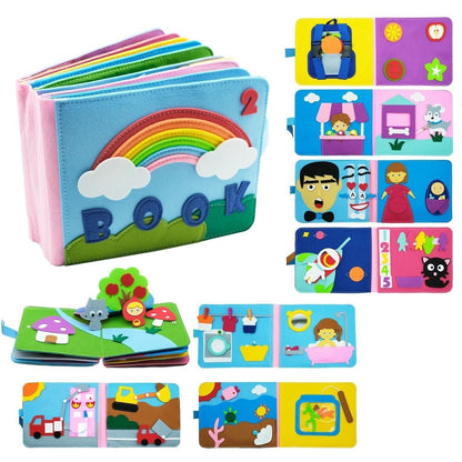 Felt cloth book three-dimensional early education book kindergarten rainbow Montessori children&