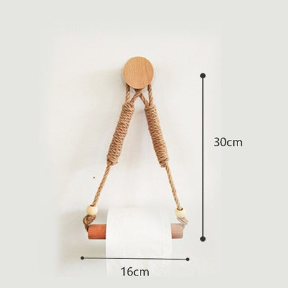 Nordic Indoor Wooden Solid Wood Hemp Rope Animal Tissue Holder Children&