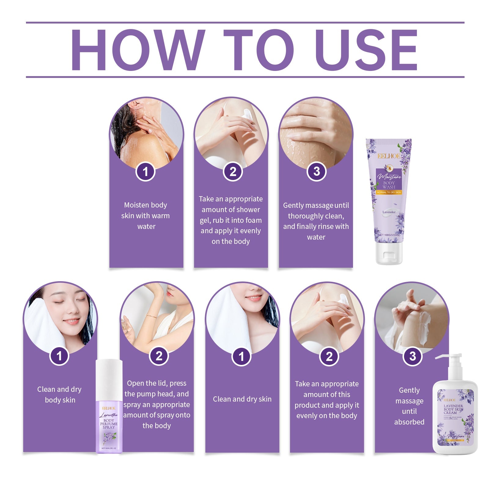 Lavender Body Soothing Fragrance Set Gentle Moisturizing Skin Hydrating Skin Care Set