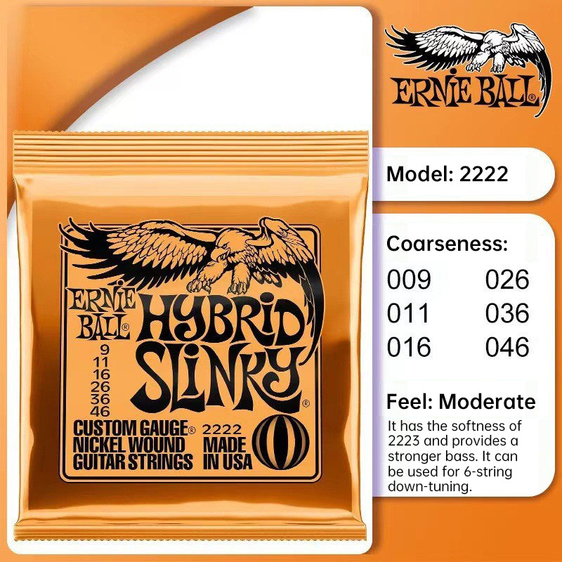 6 sets of Ernie Ball Slinky guitar strings (models 2003, 2215, 2223, 2221, nickel - wound) for electric &amp; acoustic guitars