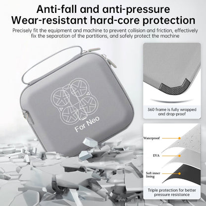 Protective grey hard case for DJI Neo. Two-way zipper, compact, for travel &amp; protection. (Case only)