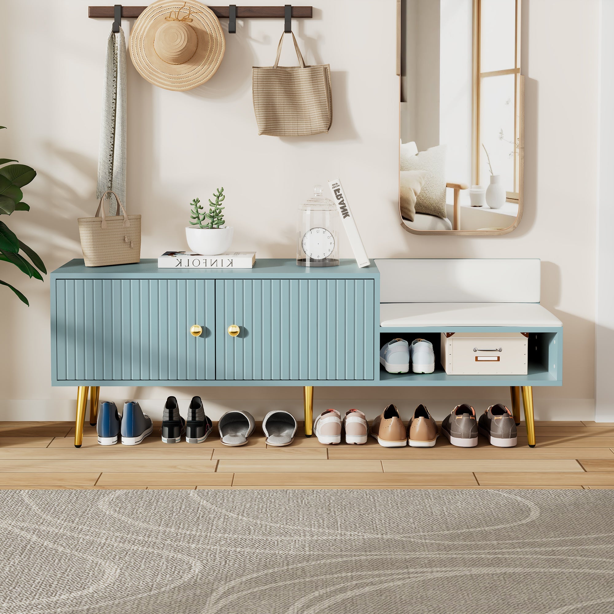 Shoe Storage Bench Tiffany Blue