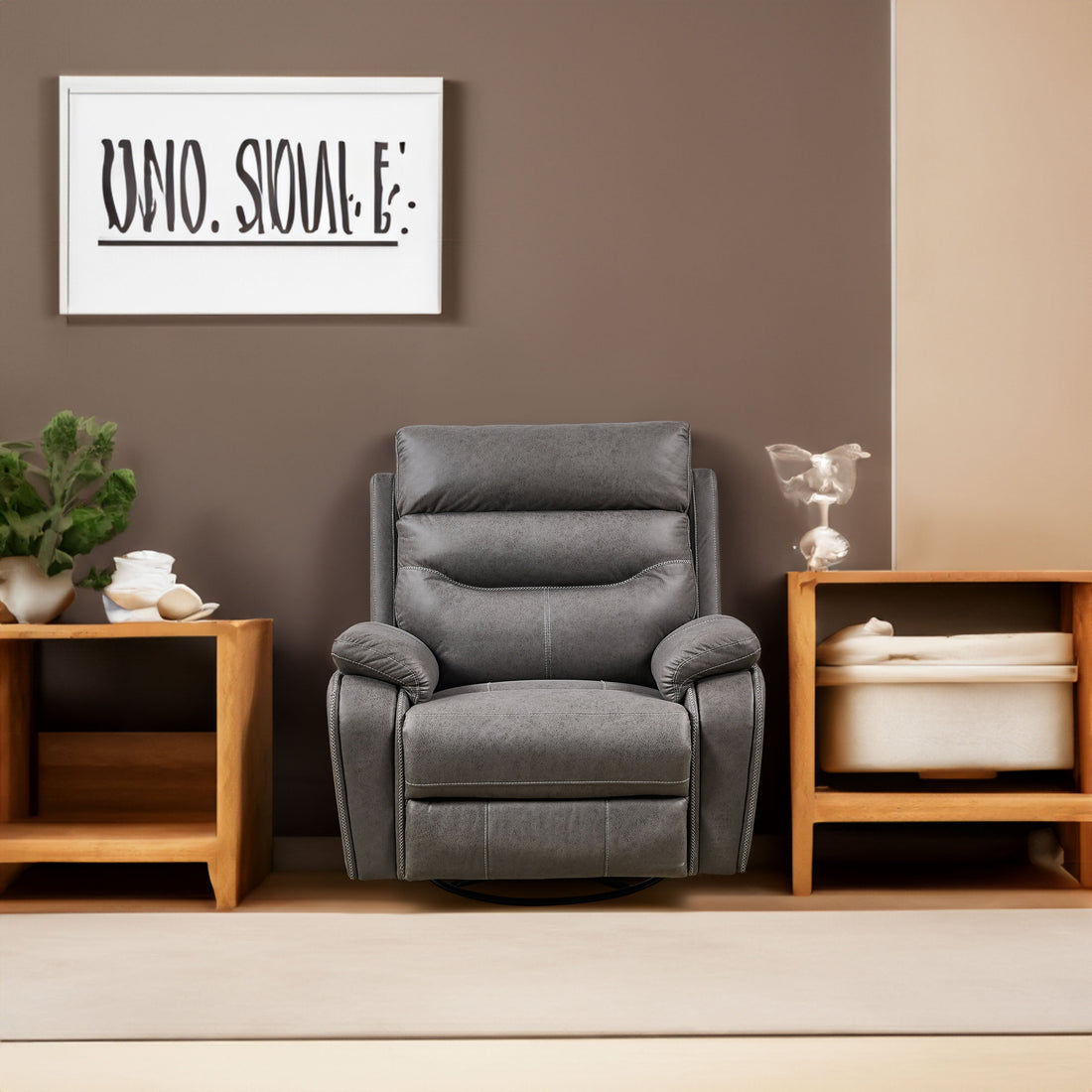 Liyasi Dual OKIN Motor Rocking and 240 Degree Swivel Single Sofa Seat recliner Chair Infinite Position Head rest