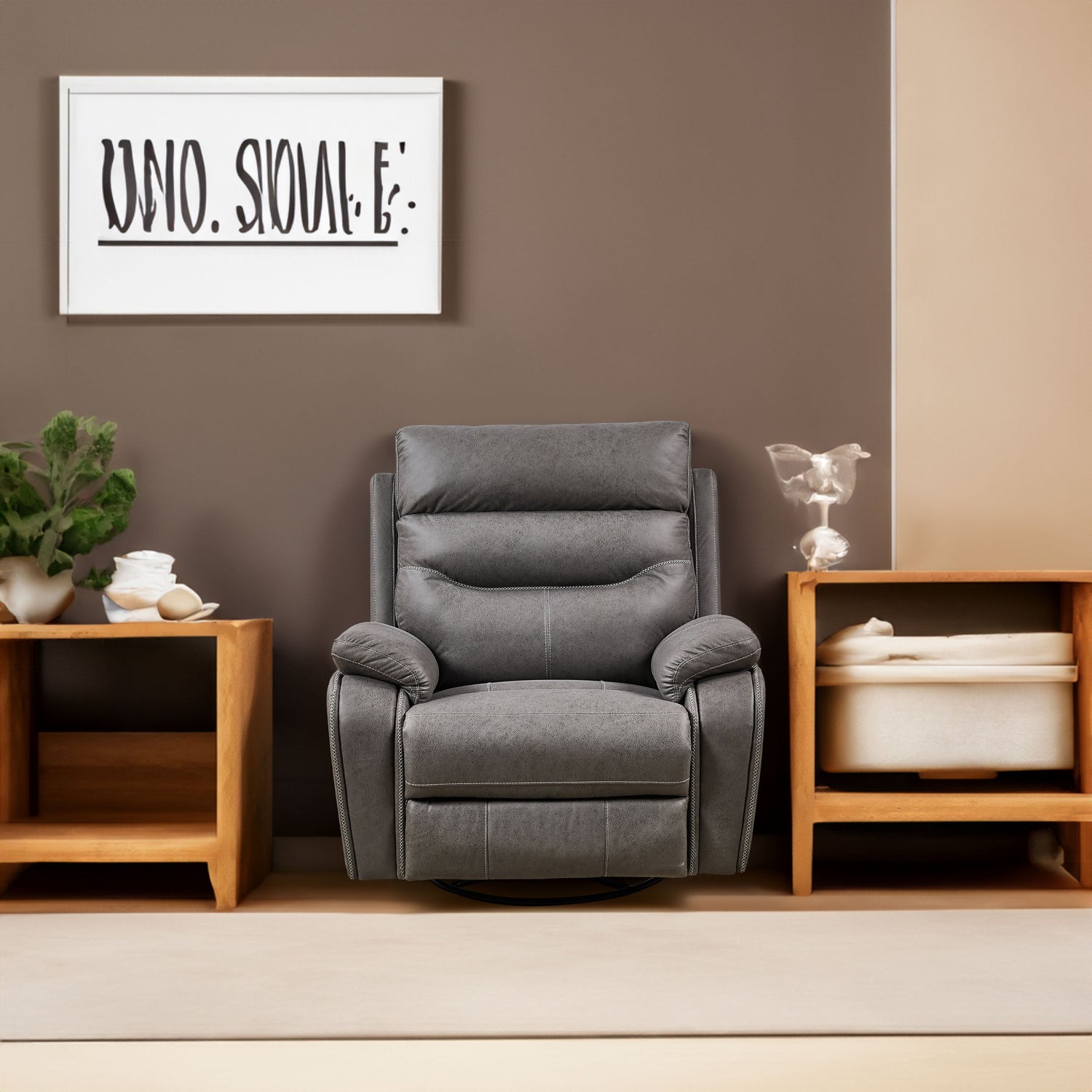 Liyasi Dual OKIN Motor Rocking and 240 Degree Swivel Single Sofa Seat recliner Chair Infinite Position Head rest
