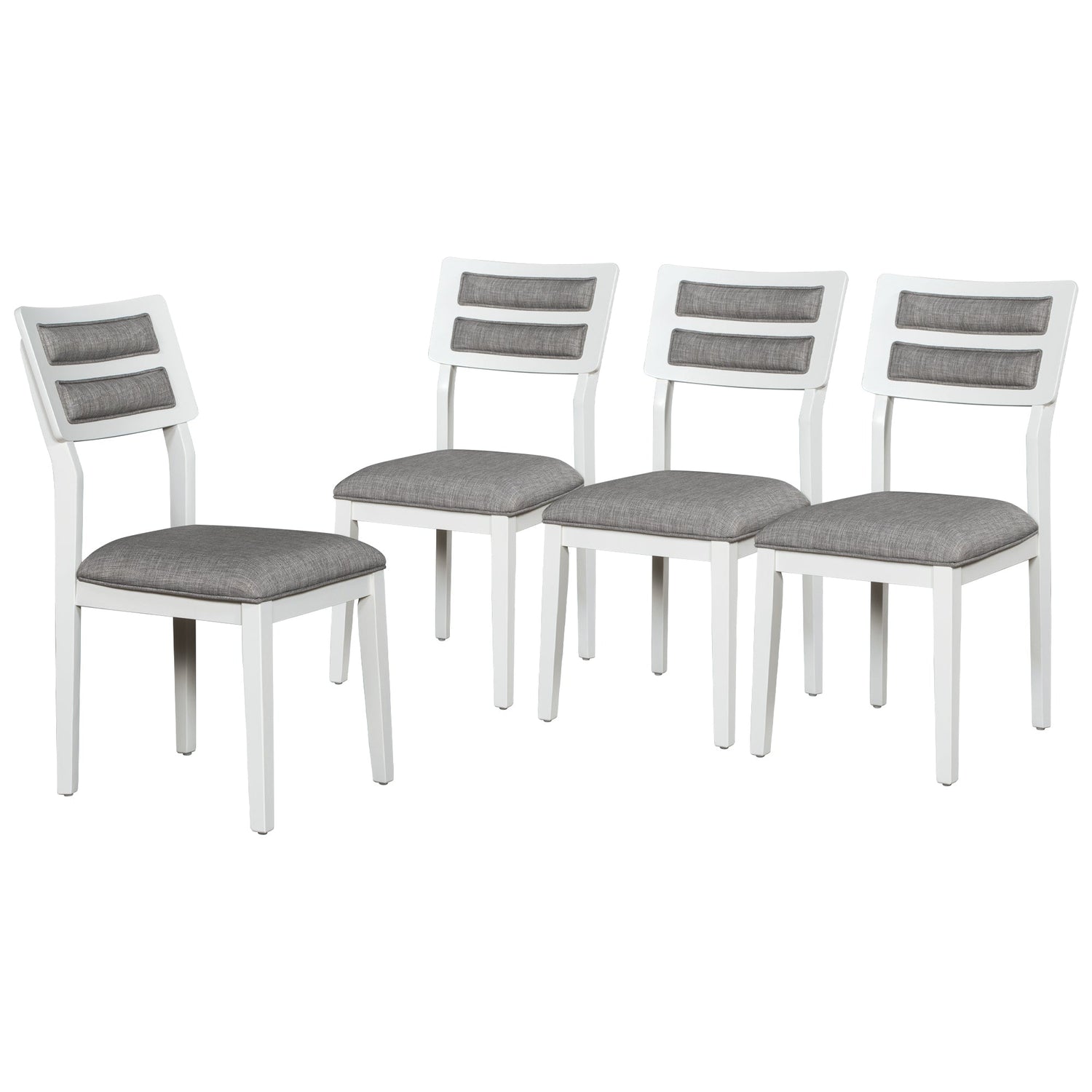 TREXM Classic and Traditional Style 6 - Piece Dining Set, Includes Dining Table  4 Upholstered Chairs &amp; Bench (White+Gray)