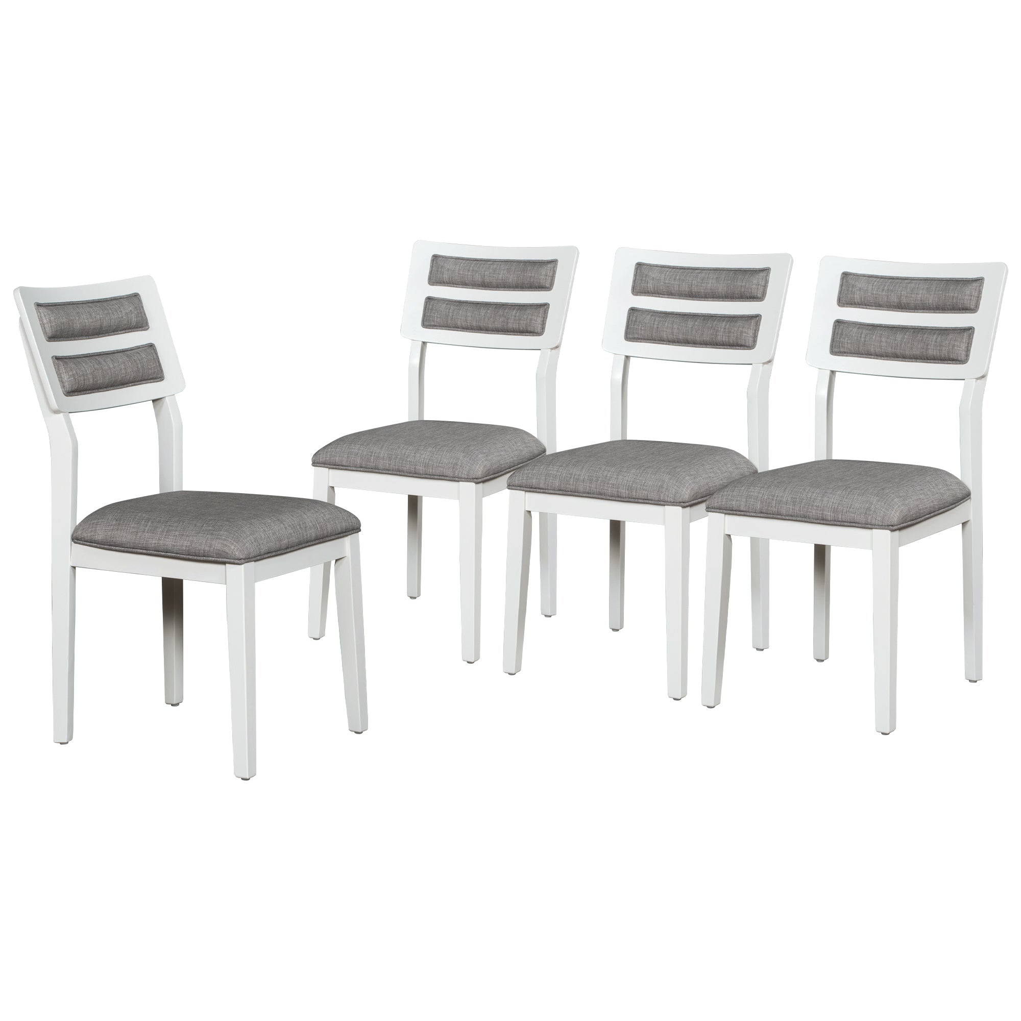 TREXM Classic and Traditional Style 6 - Piece Dining Set, Includes Dining Table  4 Upholstered Chairs &amp; Bench (White+Gray)