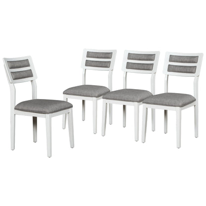 TREXM Classic and Traditional Style 6 - Piece Dining Set, Includes Dining Table  4 Upholstered Chairs &amp; Bench (White+Gray)