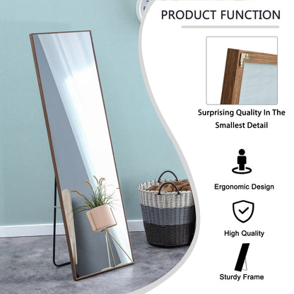 60x17 Brown Solid Wood Frame Full-length Mirror, Dressing Mirror, Bedroom Home Porch