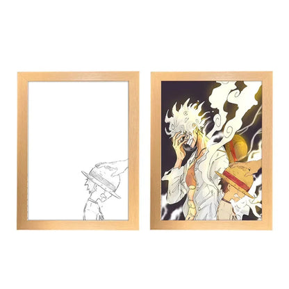 One Piece Creative Photo Frame Night Light Toy Anime Character Luffy Zoro Night Light Bedside Decoration Painting Christmas Gift