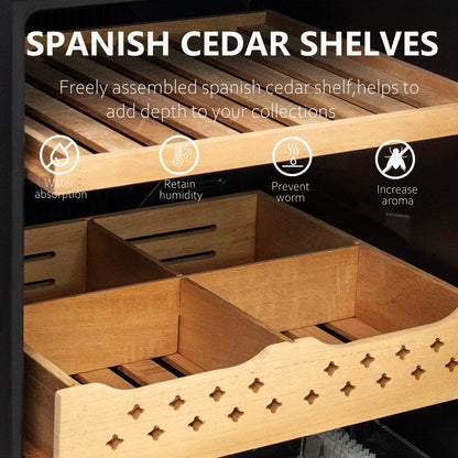 50L Cigar Humidors with 3-IN-1 Cooling, Heating &amp; Humidity Control, 250 Counts Capacity Cigar Humidor Humidifiers with Constant Temperature Controller