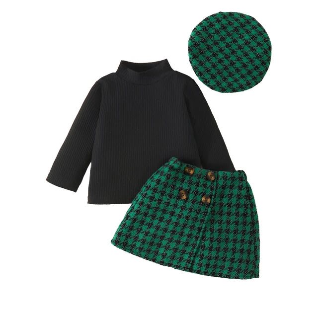 ma&amp;baby 6M-3Y Christmas Newborn Infant Toddler Baby Girl Clothes Sets Knit Long Sleeve Tops Plaid Skirts Hat Xmas Outfits D05