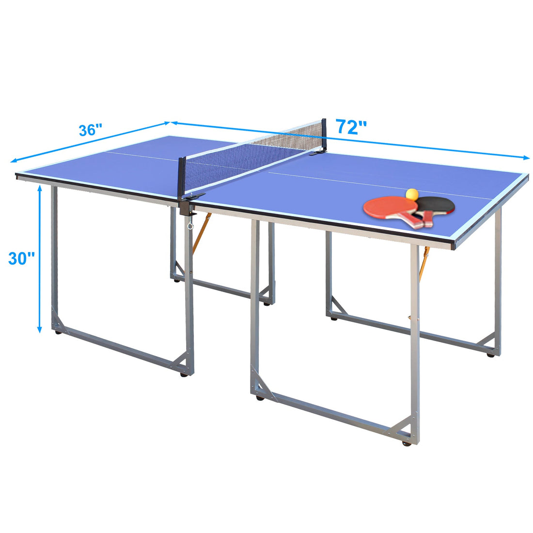 6ft Mid-Size Table Tennis Table Foldable &amp; Portable Ping Pong Table Set for Indoor &amp; Outdoor Games with Net