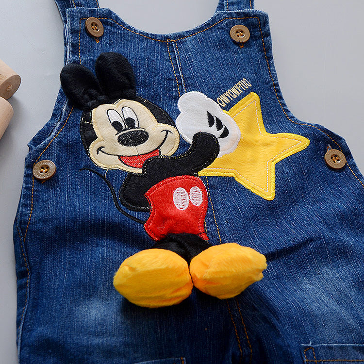 Cartoon Baby Boy Clothes Denim Pants Elastic Waist Trousers Children&
