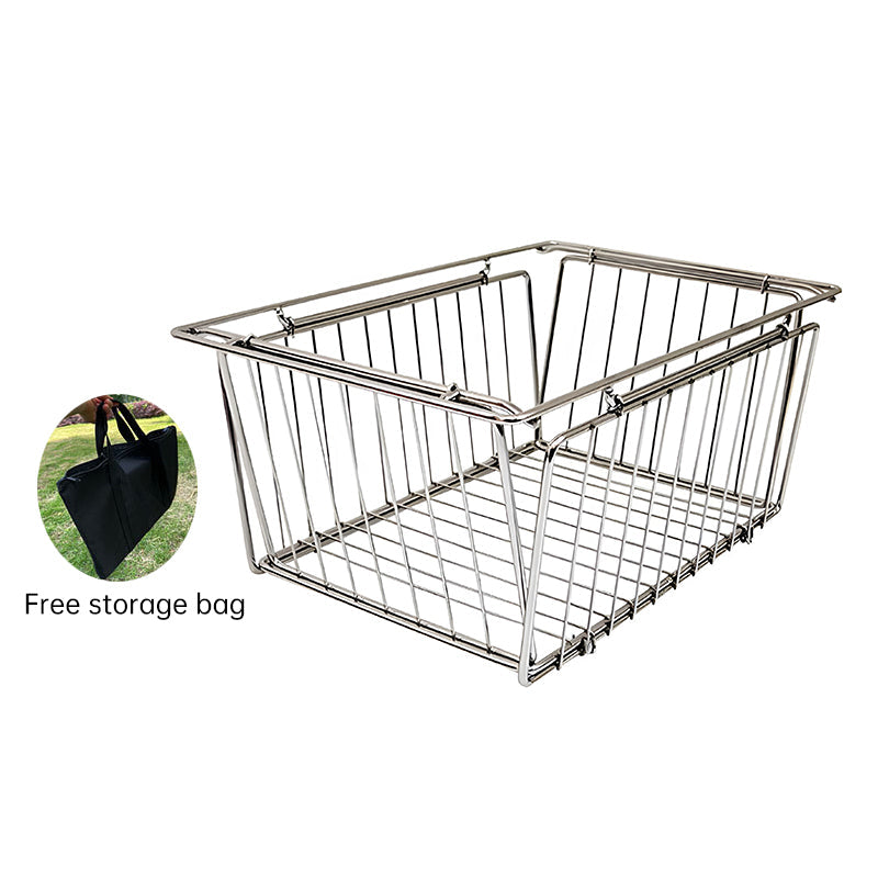 IGT Stainless Steel Folding Basket: Drain &amp; Wash, Ideal Camping Table Accessory.