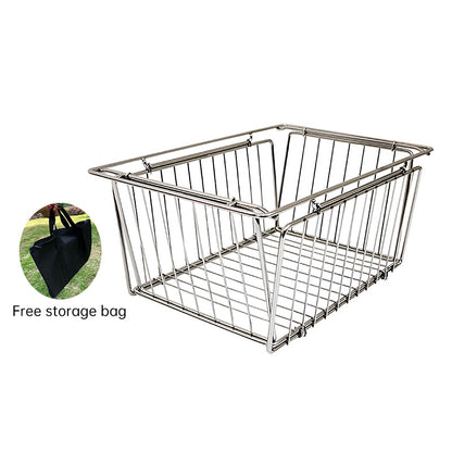 IGT Stainless Steel Folding Basket: Drain &amp; Wash, Ideal Camping Table Accessory.