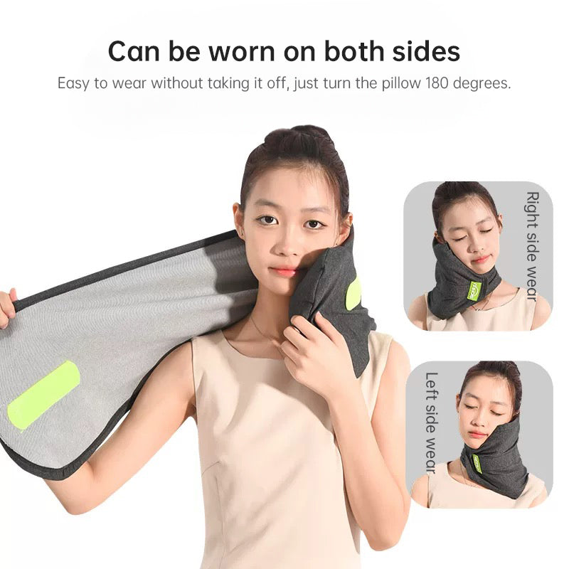 Memory Foam Travel Pillow for Plane, Train &amp; Car - Neck Support Cushion with Washable Cover, Ideal for Sleeping