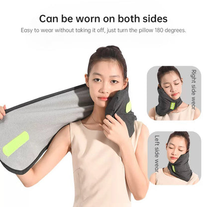 Memory Foam Travel Pillow for Plane, Train &amp; Car - Neck Support Cushion with Washable Cover, Ideal for Sleeping