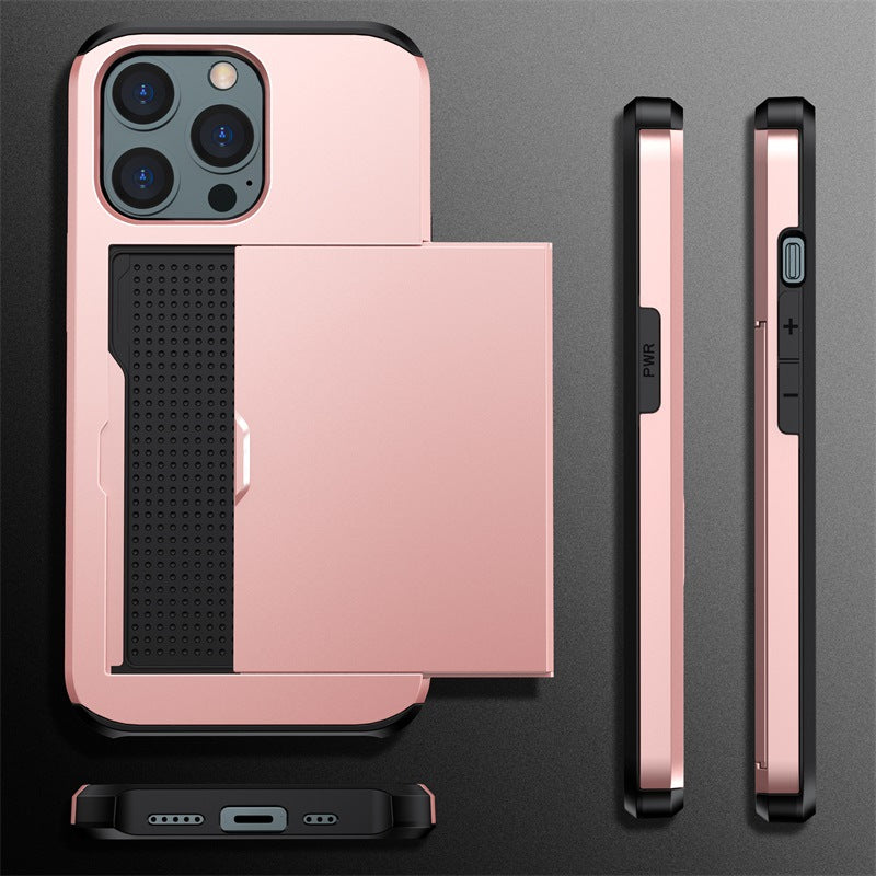 Applicable iphone 14 phone case Apple 13 slider insert card 2 in 1 anti-drop 12Pro wallet case XR
