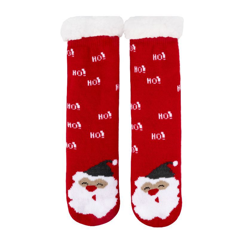Christmas Floor Socks Indoor Home Sleep Winter Plush Thick Long Socks Women&