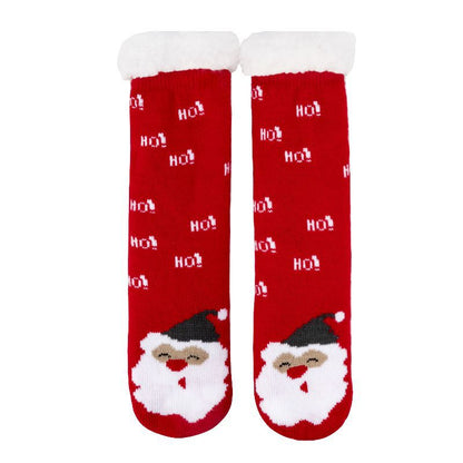 Christmas Floor Socks Indoor Home Sleep Winter Plush Thick Long Socks Women&