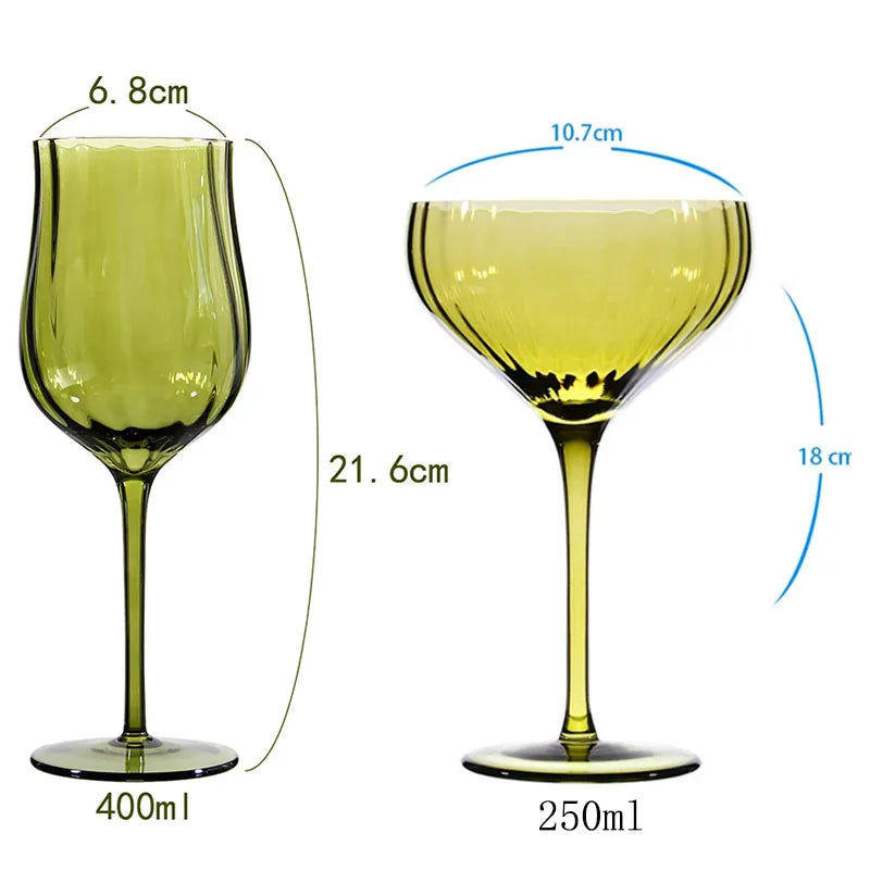 4/2/1Pcs Creative French Medieval Red Wine Glass Hand Blown Margarita Cocktail Goblet Glass Cup Dense Edges Vintage Flower Bloom