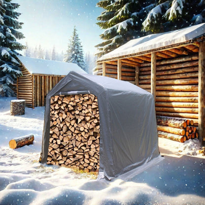 7x12 ft Outdoor Gazebo Portable Storage Shelter Shed with 2 Roll up Zipper Doors &amp; Vents Carport