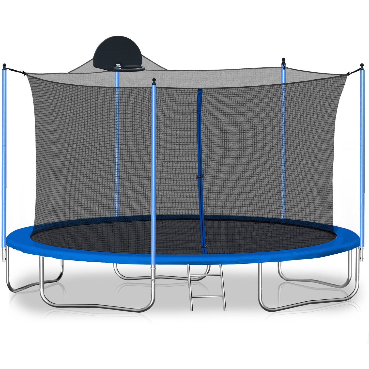 12FT Trampoline for Adults &amp; Kids with Basketball Hoop, Outdoor Trampolines w/Ladder and Safety Enclosure Net for Kids and adult