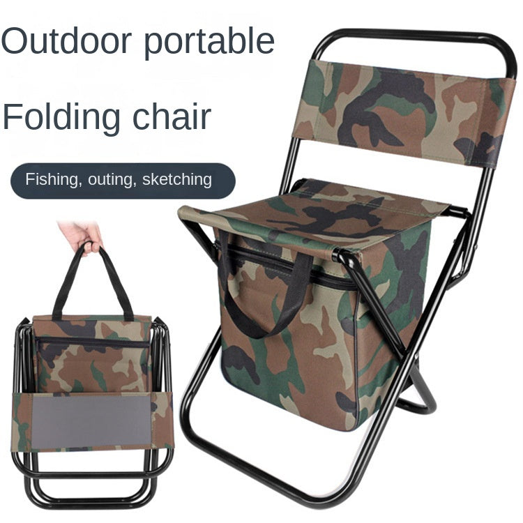 Outdoor Camping Folding Chair with Storage Backrest and Carrying Bag for Art Students&