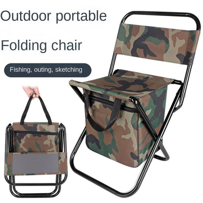 Outdoor Camping Folding Chair with Storage Backrest and Carrying Bag for Art Students&