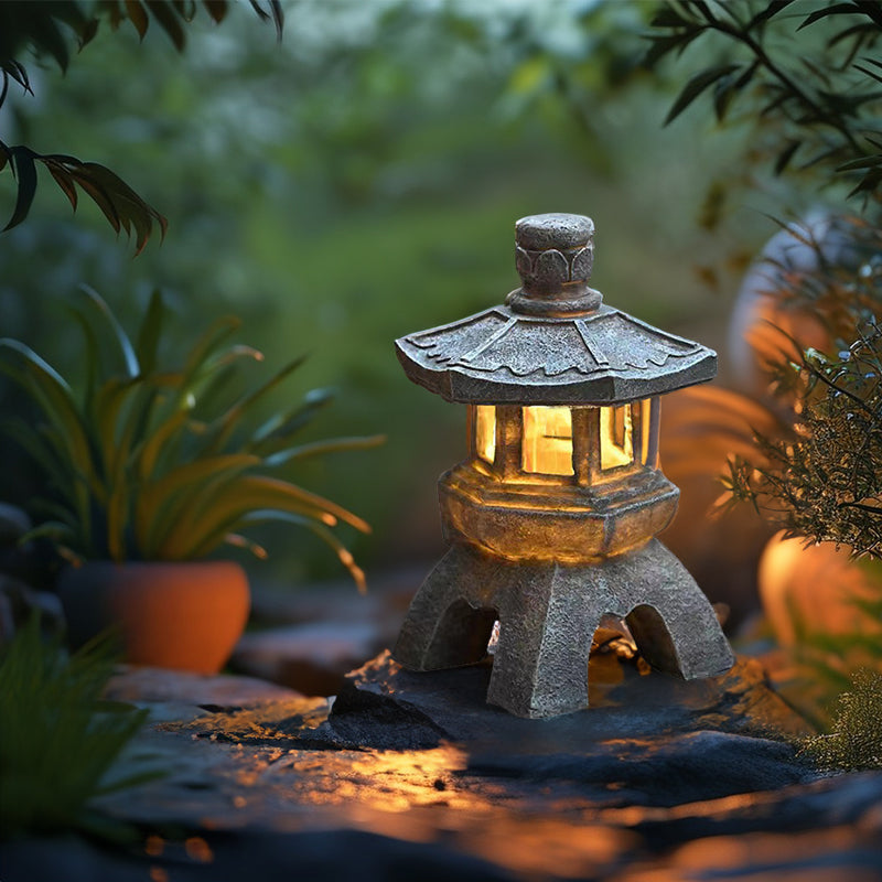 Solar-Powered Zen Garden Decor: Pagoda Lanterns &amp; Statues