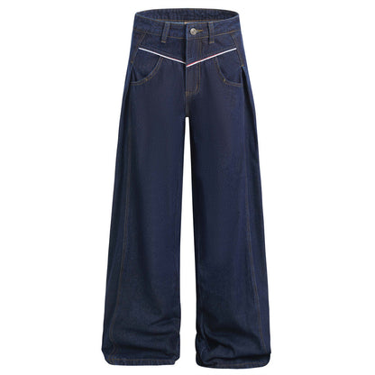 American High Street Design Denim Wide Leg Long Pants Men&