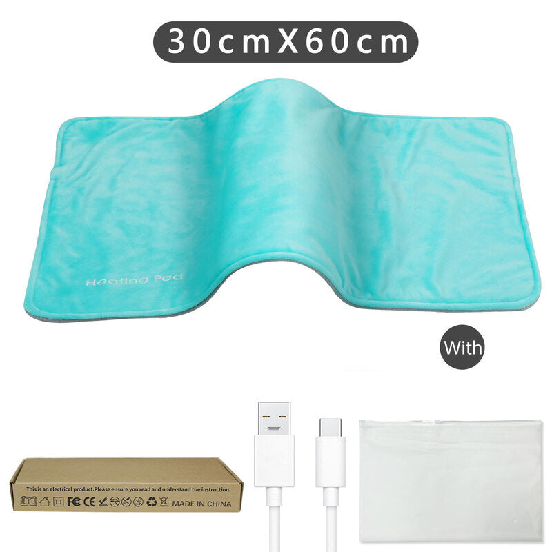 **5V USB grey heating pad (19.6x11.8") with 59" cable for cramps &amp; back pain, works as mini heated blanket.**