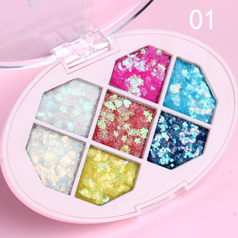 CmaaDu Seven-color glue-free sequins diy eye shadow gel diamond bride children&
