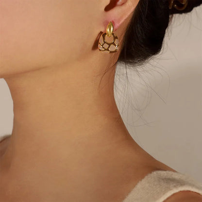 Geometric glazed enamel leopard print earrings fashionable and elegant accessories