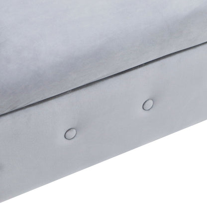 Grey Chaise Lounge Indoor Velvet Lounge Chair for Bedroom with Storage &amp; Pillow Modern Upholstered Rolled Arm Chase Lounge
