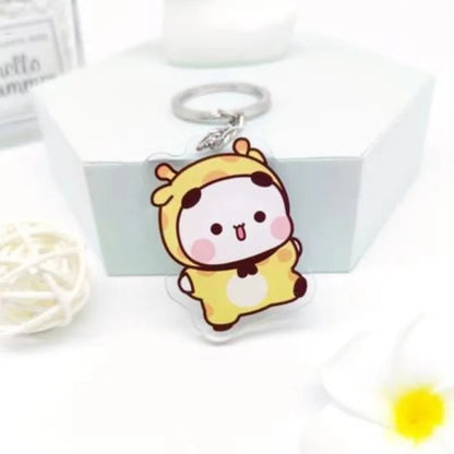 Cute cartoon Bubudu Giant Panda Pendant Keychain Car Key Acrylic Backpack Keychain Pendant