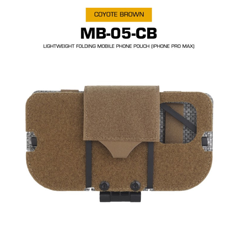 Tactical Phone Pouch, Molle, for Airsoft, Camping, Hunting. Foldable, for Phone &amp; Map.