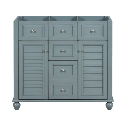 36 "No sink, with 2 drawers and soft closing door, independent makeup rack, bathroom cabinet, blue (excluding sink)