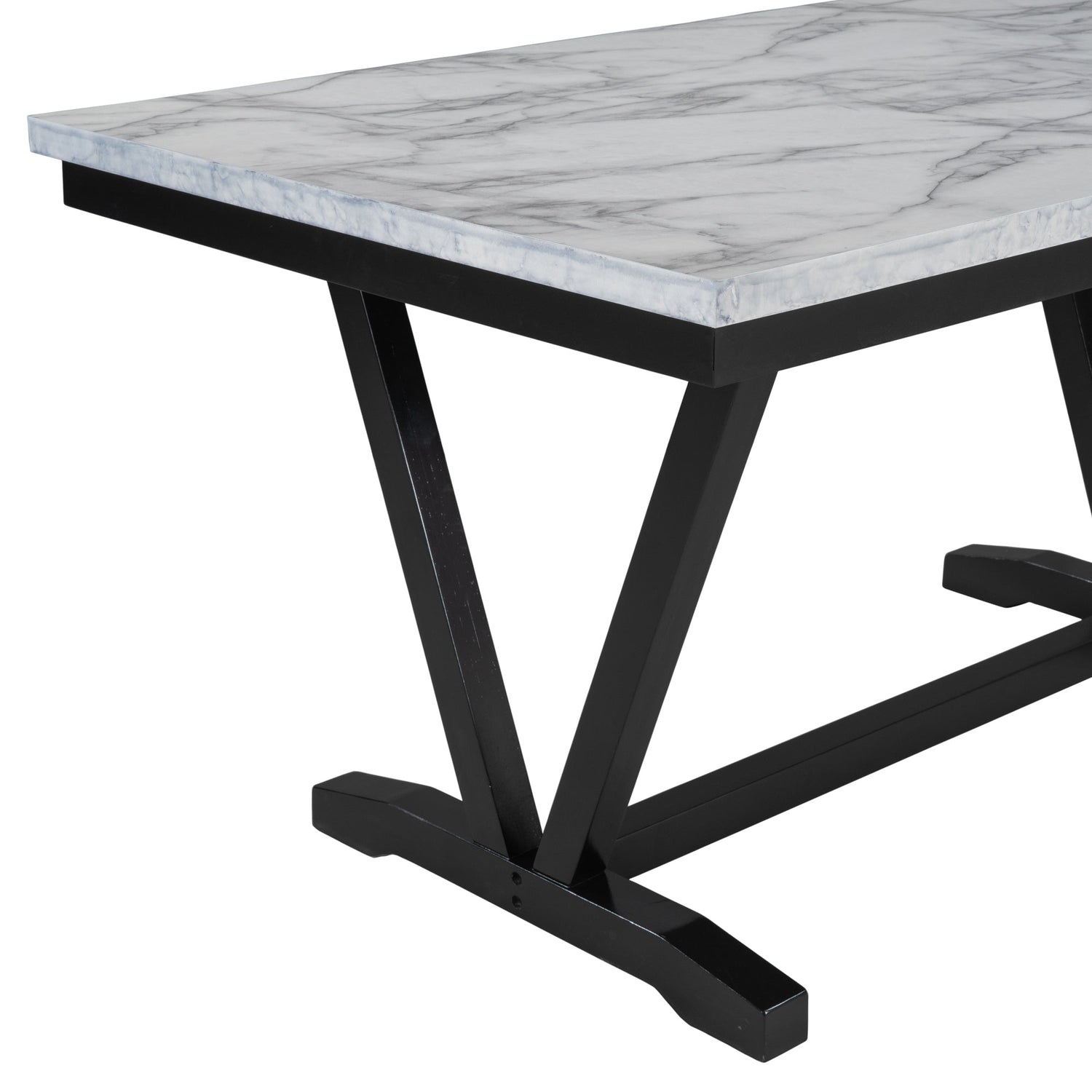 TREXM Modern Style 6-piece Dining Table with 4 Chairs &amp; 1 Bench (White)