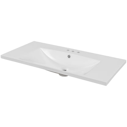 36" Single Bathroom Vanity Top with White Basin  3-Faucet Holes Ceramic  White