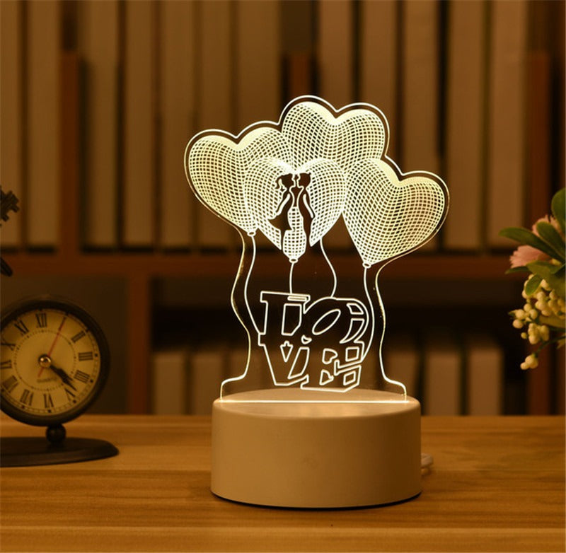 3D Night Light LED Table Light Creative Gift Bedhead Light Small Gift Valentine&