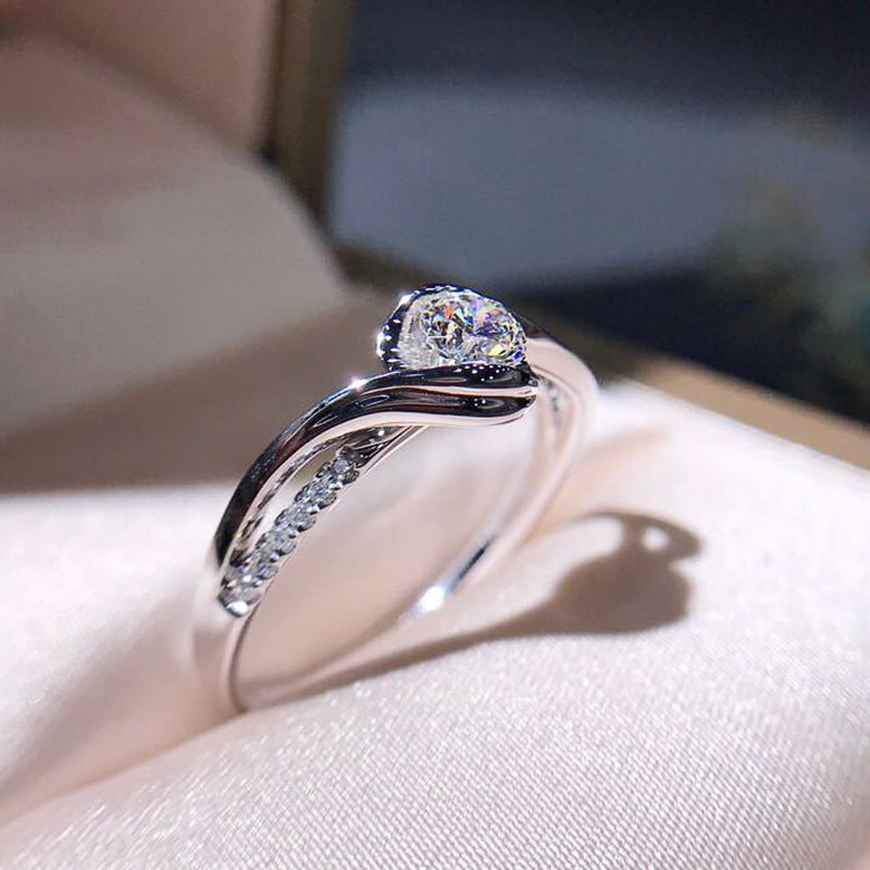Creative Twisted Arm Eight Heart Eight Arrow Zircon Ring for Women&